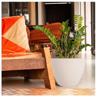 Imagem de VASO POLIETILENO CONE BAIXO N°28 P/PLANTAS E JARDINS DECORATIVO (BRANCO MARMORE)