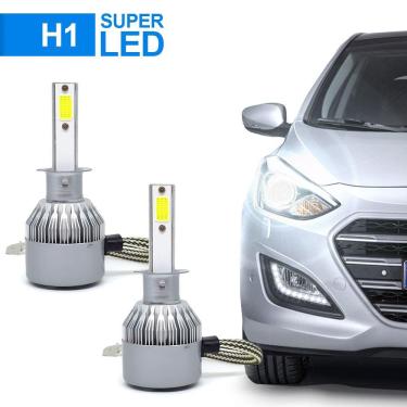 Imagem de Par Lâmpadas H1 Farol Milha Chevrolet S10 2007 2008 2009 2010 2011 Super Led C6 6000k 7200 Lumens Branco Frio Efeito Xenon