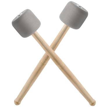 Imagem de Luomorgo 2 Pçs Mallets de Bumbo de Tambor de Marcha, Palitos de Percussão, Maquete de Ponta de Espuma com Cabo de Madeira, Marchas de Tímpano de Feltro Macio de 33 cm (Cinza)