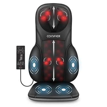 Imagem de COMFIER Massageador Shiatsu para as costas com calor, almofada para cadeira de massagem profunda e rolamento, massageador de cadeira para uso doméstico no escritório, presente para pai e mãe