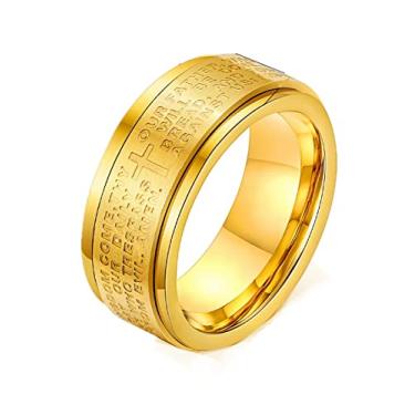 Imagem de LAFATINA Lords Prayer Cross Spinner Anel masculino feminino de aço inoxidável religioso Fidget Bands para Páscoa, Natal, aniversário, tamanho 7-12, Metal, aço inoxidável, aço inoxidável