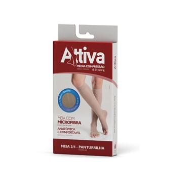 Imagem de Meia 3/4 Attiva - Panturrilha Ponteira Fechada Feminina Natural Escuro