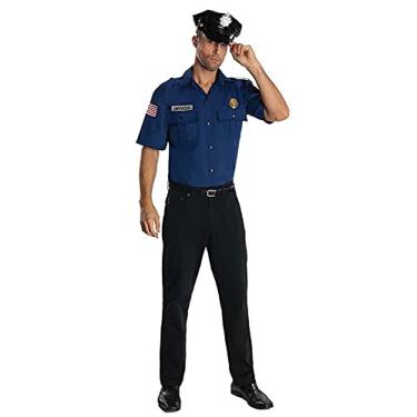 Imagem de Rubie's Costume Heroes And Hombres uniforme policial camisa e chapéu fantasia, Azul, Tamanho Único