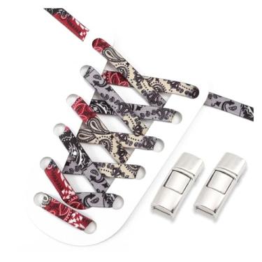 Imagem de Metal Lock Lazy People Shoelace Mix And Match Colors Outdoor Sport Elastic Shoelaces Children Adult Shoe Accessories(Grey black red)