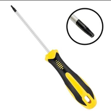 Imagem de Chave Torx Ponta Imantada com Cabo Emborrachado Preto e Amarelo Eda T30