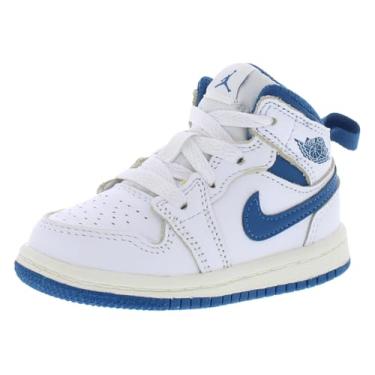 Imagem de Tênis infantil Jordan 1 Mid SE (FN7537-141, branco/vela/azul industrial), Branco/vela/azul industrial, 20 BR