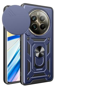 Imagem de Kukoufey Capa compatível com Realme 13 4G, compatível com Realme 12 4G, compatível com Realme 12+ 5G, com capa de lente de câmera deslizante compatível com Realme P1 5G RMX3870 capa azul