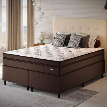 Imagem de Conjunto Colchão Mola Ensacada e Base Box Queen 66x158x198cm Zoe Yescasa Marrom