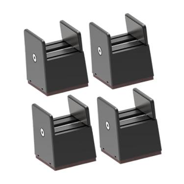 Imagem de Bothyi 4Pcs Cama Risers Ajustáveis Móveis Risers Antiderrapante Protetor de Piso Cama Heavy Duty Blocos de Elevação para Sofá Prateleira Mesa Sofá, Preto, Altura 50mm