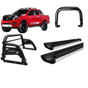 Imagem de Kit Quebra Mato Santo Antonio H3 Estribo Frontier 17/20 Preto - HOZZ