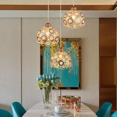 Imagem de Luminária Pendente Aramado Cristal Sala Quarto Lavabo E27x1 Cor Dourad