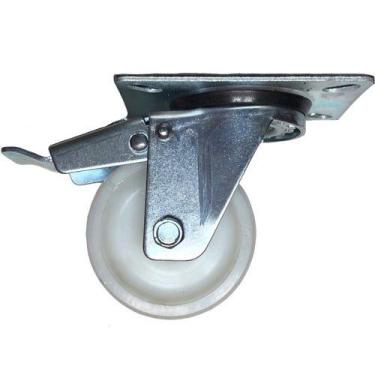 Imagem de Rodizio Giratorio 3pol. Nylon Placa C/ Freio 100kg Por Roda - ABCMAIOR