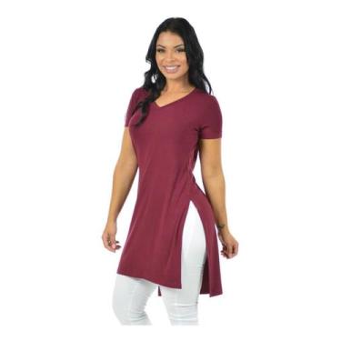 Imagem de Blusa Longa Longline Visco Tapa Bumbum Academia - Vesttuario, M, Vinho