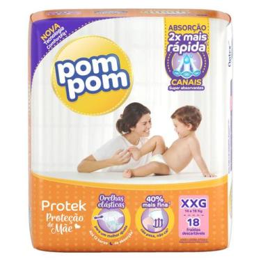 Imagem de Fralda pom pom derma protek, pom pom tamanho xxg 18 uni - POMPOM, 18, 
