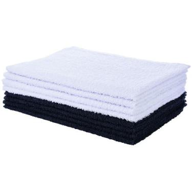 Imagem de Kit 8 Toalhas Rosto Salão Perfeito Estilo, Preto e Branco