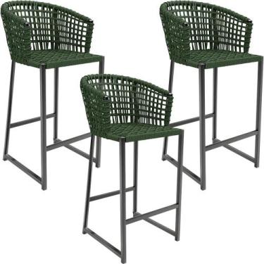 Imagem de Kit 03 Banqueta Para Área Gourmet Cozinha Varanda Corda Náutica Porto 