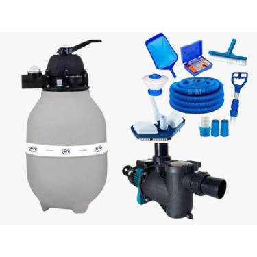 Imagem de Kit Filtro GRE200 Bomba CLAW1/4 + Kit Limpeza Aspirador Asa Delta Pisc