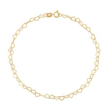 Imagem de Pulseira Feminina Coração Em Ouro 18k Maciça - DR Joias