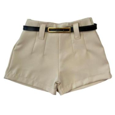 Imagem de Short Feminino Infantil Look Blogueirinha + Cinto Meninas Luxo Kids - 