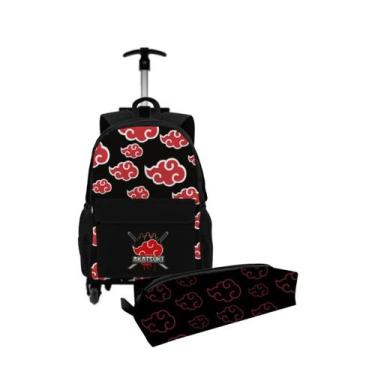 Imagem de Kit Mochila Bolsa Escolar Com Rodinha Carrinho Para Viagem + Estojo Po