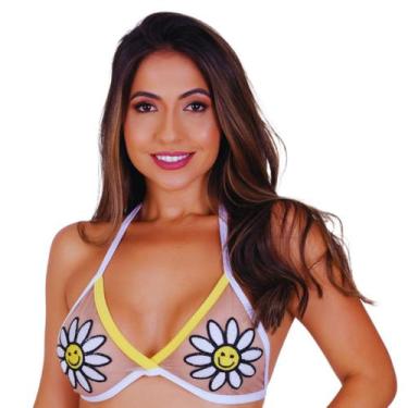 Imagem de Sutiã Biquini Tule Asa Delta Bordado Moda Crochê Margarida - Boutique 