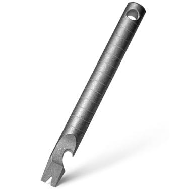 Imagem de Barra de alavanca de titânio EDC com abridor de garrafas, ferramenta múltipla com função de medição, chaveiro pequeno para transporte diário (cinza, barra pequena)