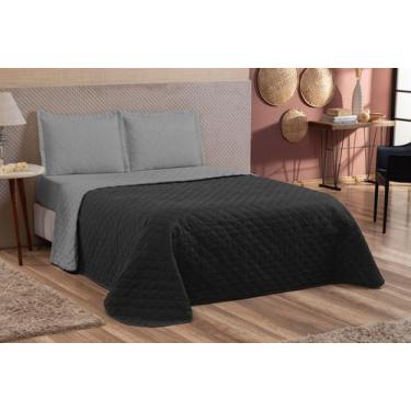 Imagem de Cobre Leito Queen 4 Peças Las Vegas Com Lençol Elasticado preto/cinza 