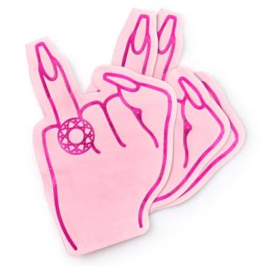 Imagem de xo, Fetti Guardanapos de dedo com anel de festa de despedida de solteira - 25 unidades | Ouro rosa + guardanapos de coquetel com 3 camadas, decorações de bach, presente de chá de noiva, festa de noivado