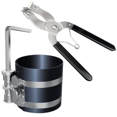 Imagem de Compressor de anel de pistão com alicate de instalação de pistão, kit de instalação de remoção de anel de pistão de motor de carro, tamanho ajustável de 5 a 17 cm de diâmetro