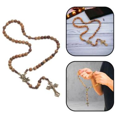 Imagem de Terço São Miguel Arcanjo Frisado Madeira 7 mm - FORNECEDOR 1