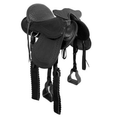 Imagem de Sela Australiana com Cabeça SV1056 - Preto - Selaria Vertentes