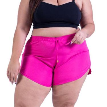 Imagem de Short Feminino De Praia Piscina Plus Size Bermudas Tactel Com Elastano