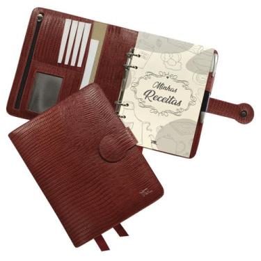 Imagem de Agenda Minhas Receitas Couro 168-R Raffai Couros, Vermelho Lizard