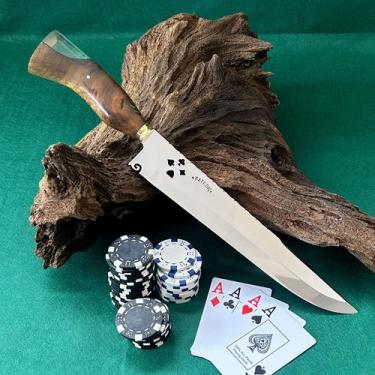 Imagem de Faca p/ Churrasco Aço Inox 3mm 10P Cabo temático de poker - Patron
