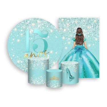 Imagem de Kit 2 Painéis De Festa + Trio De Capas Cilindro - Princesa 15 Anos 056
