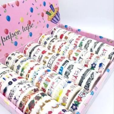 Imagem de Kit C/ 60 Fitas Adesivas Decorativas Washitape Scrapbook 10m - OEM