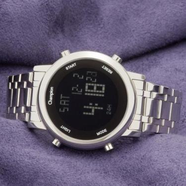 Imagem de Relógio Feminino Prata Champion Digital com colar e brincos original