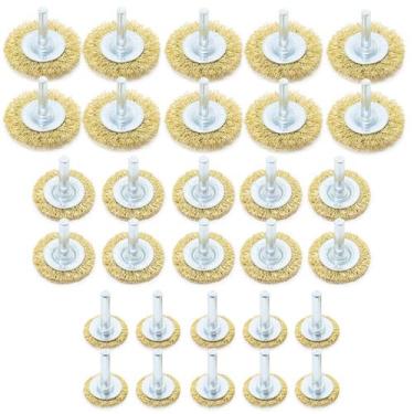 Imagem de Kit C/ 30 Escovas De Aço Circular P/ Furadeira C/ Haste 1/4 - Tradesta