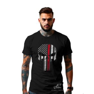 Imagem de Camiseta Personalizada Estampa Justiceiro Masculina Algodão Estampada 