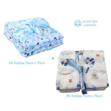 Imagem de Kit fraldas de pano 05-disney+05-ursinho pooh  algodão - minasrey, MIC