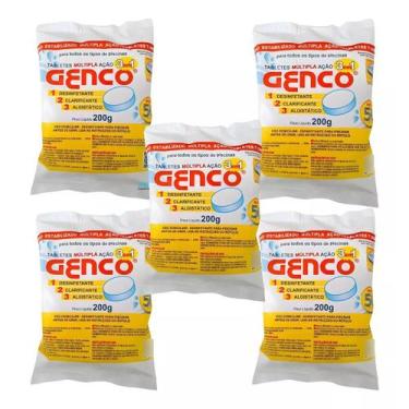 Imagem de 5 Pastilha De Cloro Genco 3 Em 1 Para Piscinas 200g - 1kg