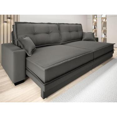 Imagem de Sofá Palermo 2,40m Retrátil e Reclinável Velosuede Cinza - NETSOFAS