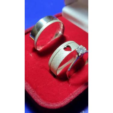 Imagem de Alianças Prata 950  Namoro e Cmpromisso 6 mm Fosca com Risco e Anel So