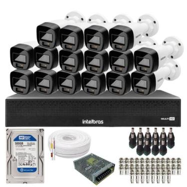 Imagem de Kit 16 Câmeras Intelbras 1120b Full Color, Dvr 16ch Mhdx 1016c  Hd 500