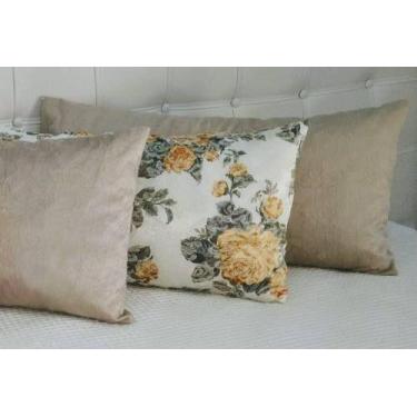 Imagem de Kit 2 Almofadas Retangulares Sued Palha Jacquard Floral - INGRID BORDA
