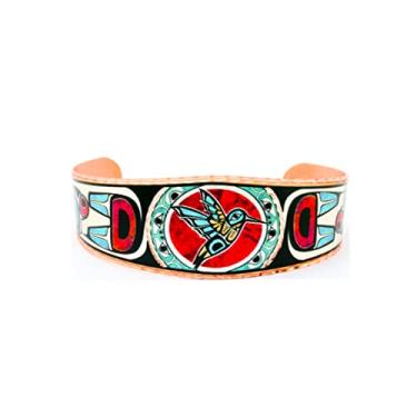 Imagem de Pulseiras totem de joias nativas do Alasca da Aurora Boreal / Joias HaidaTotem da Costa Oeste/Corva/Borboleta/Beija-flor/Ursos/Sol/Baleias/Alce/Alce/Águias/Lobo, Cobre, Sem Pedra Preciosa