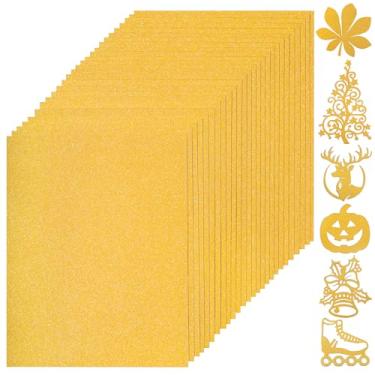 Imagem de 25 folhas de cartolina dourada com glitter 21 x 28 cm, 250 gsm/41,7 kg, papel de cartolina grossa brilhante para artesanato, projetos faça você mesmo, decoração de casamento, aniversário UAP21DG25