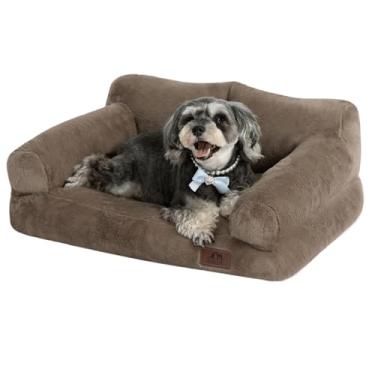 Imagem de Hollypet Sofá-cama macio para animais de estimação macio e calmante para cães e gatos médios e pequenos, marrom escuro