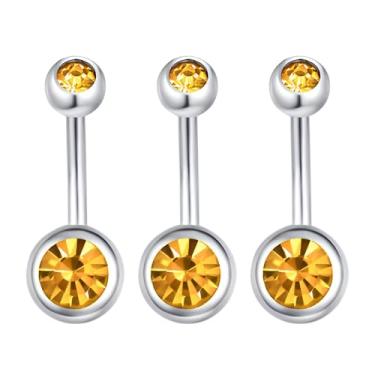 Imagem de Decentraland 3 peças de zircão branco esférico 1,6 mm (14G) piercing de umbigo piercing corporal halteres piercing joias titânio aço cirúrgico aço inoxidável 10 mm, 1.6mm(14G),L-10mm, Aço inoxidável,