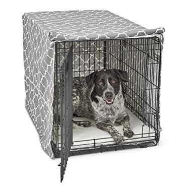 Imagem de New World Capa para caixa de cachorro com protetor de tecido de teflon, capa para caixa de cães serve para porta-cães New World & Midwest de 91,4 cm, padrão cinza claro designer